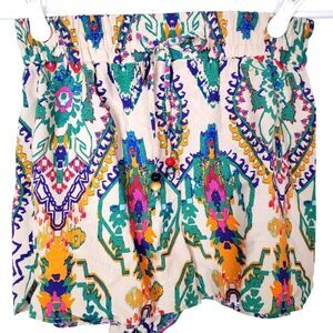 NWT Zara Flowy Elastic Waist Shorts Size XS Bead Tassel‎ Colorful Aztec Boho
